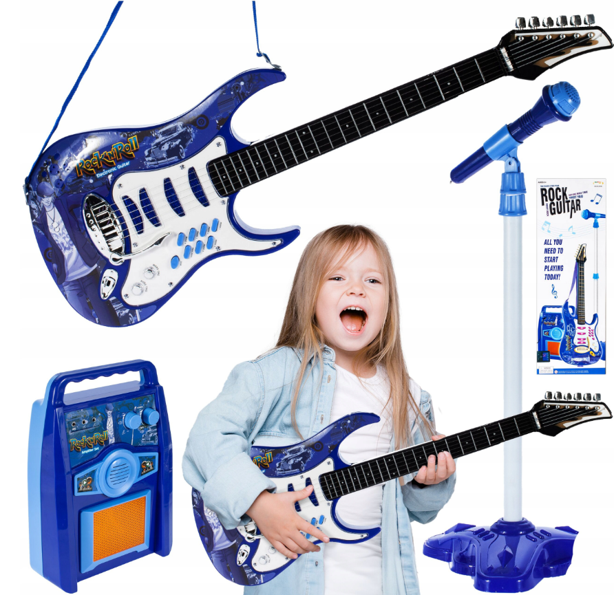 elektrická gitara pre deti so zosilňovačom a reproduktorom